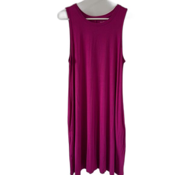 Time & Tru Magenta T-Shirt Dress with Pockets - Picture 1 of 4